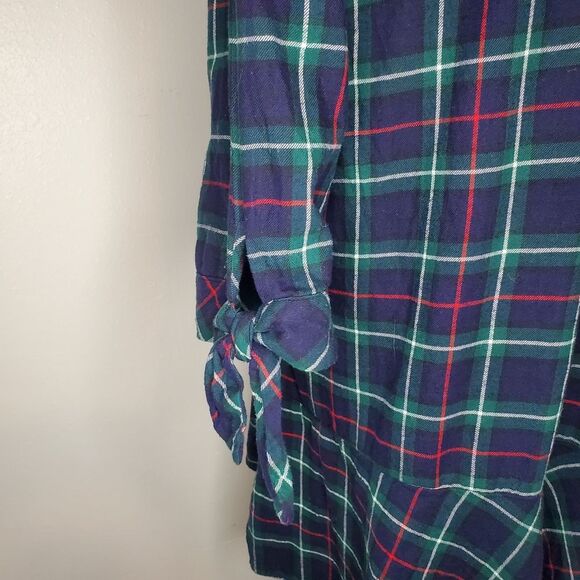 Ruffle Hem Plaid Shirtdress Size L - Picture 11 of 14